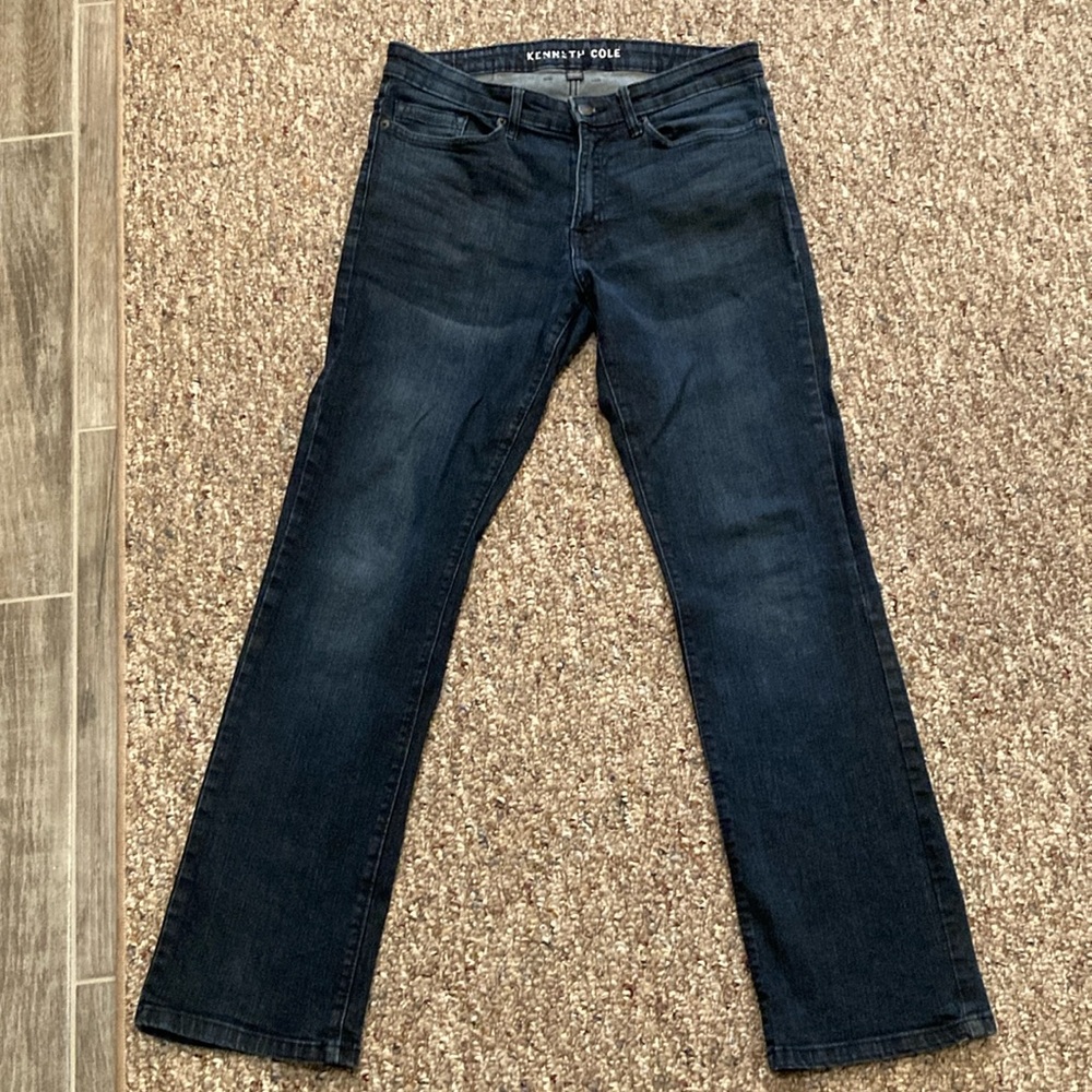 Kenneth Cole men’s jeans 30x32 straight fit stretch denim dark navy
